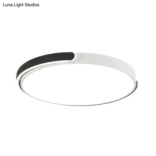 Simplicity Led Ceiling Lamp - Black/White/Gold Round Flush Mount Lighting With Acrylic Shade