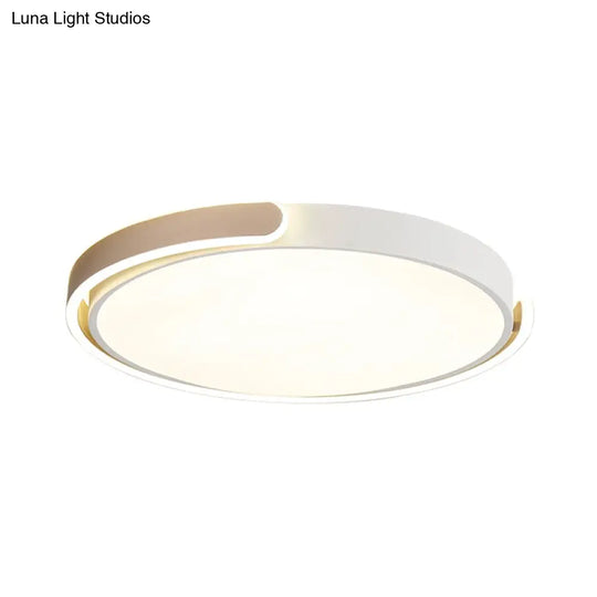 Simplicity Led Ceiling Lamp - Black/White/Gold Round Flush Mount Lighting With Acrylic Shade