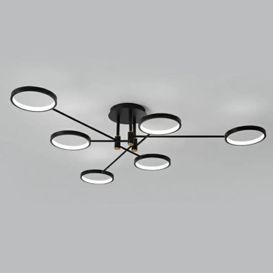 Simplicity Led Ceiling Lamp Modern Living Room Light Fixture 6 / Black