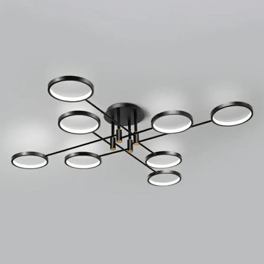 Simplicity Led Ceiling Lamp Modern Living Room Light Fixture 8 / Black