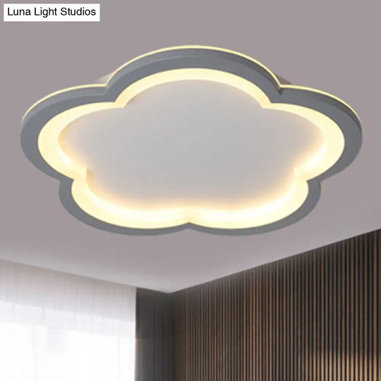 Simplicity Led Ceiling Light Fixture With Acrylic Diffuser- Flower Metal Flush In White/Warm