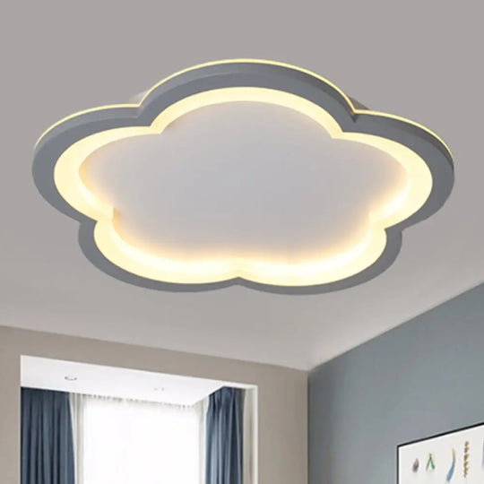 Simplicity Led Ceiling Light Fixture With Acrylic Diffuser- Flower Metal Flush In White/Warm