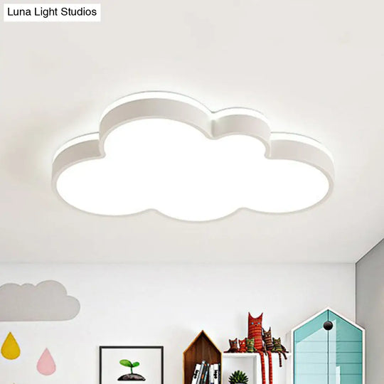 Simplicity Led Cloud Flush Ceiling Light For Kids Bedroom Décor White / Small Warm