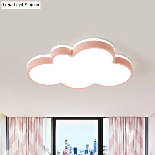 Simplicity Led Cloud Flush Ceiling Light For Kids Bedroom Décor Pink / Small White