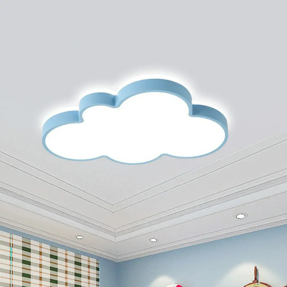 Simplicity Led Cloud Flush Ceiling Light For Kids Bedroom Décor Blue / Small White