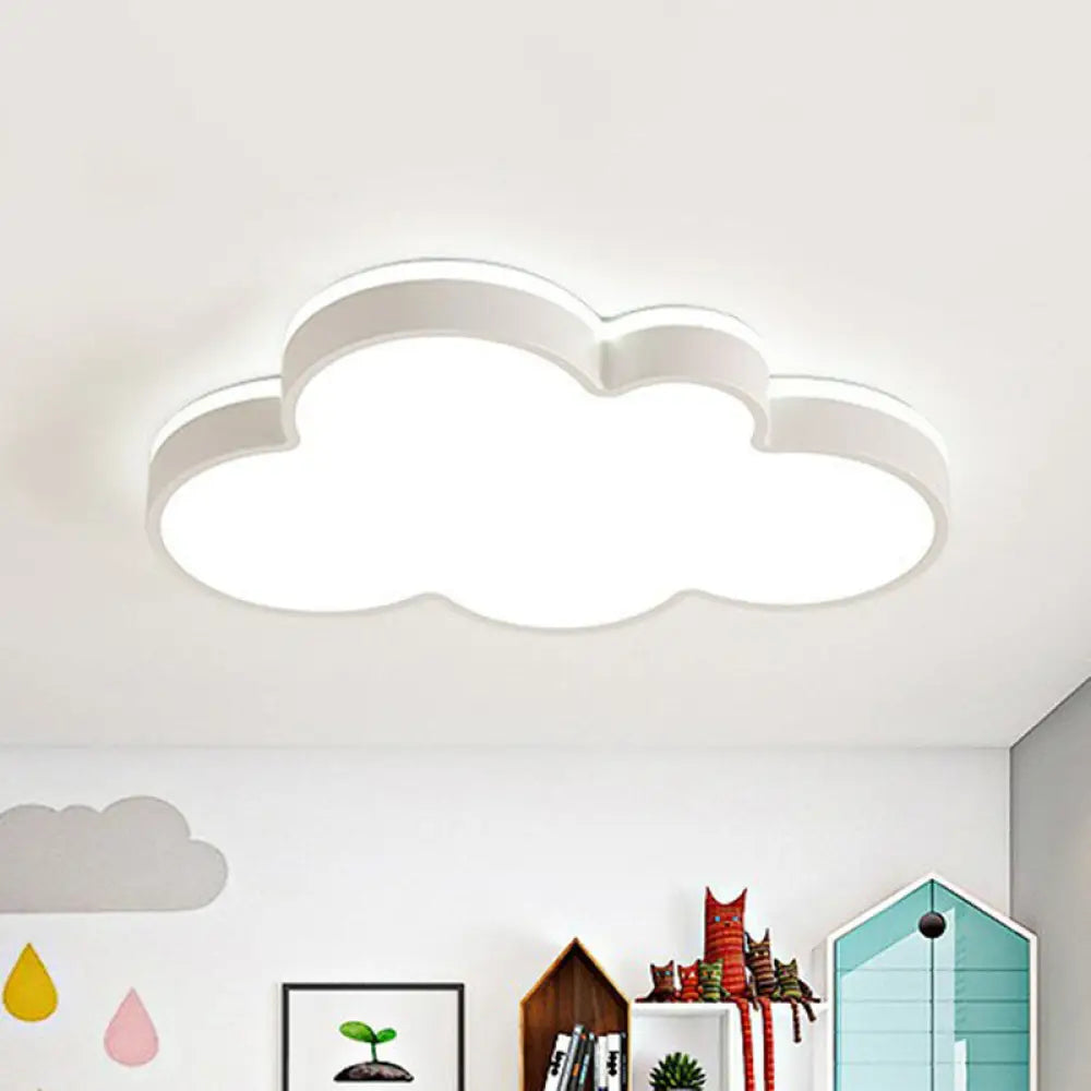 Simplicity Led Cloud Flush Ceiling Light For Kids Bedroom Décor White / Small Warm