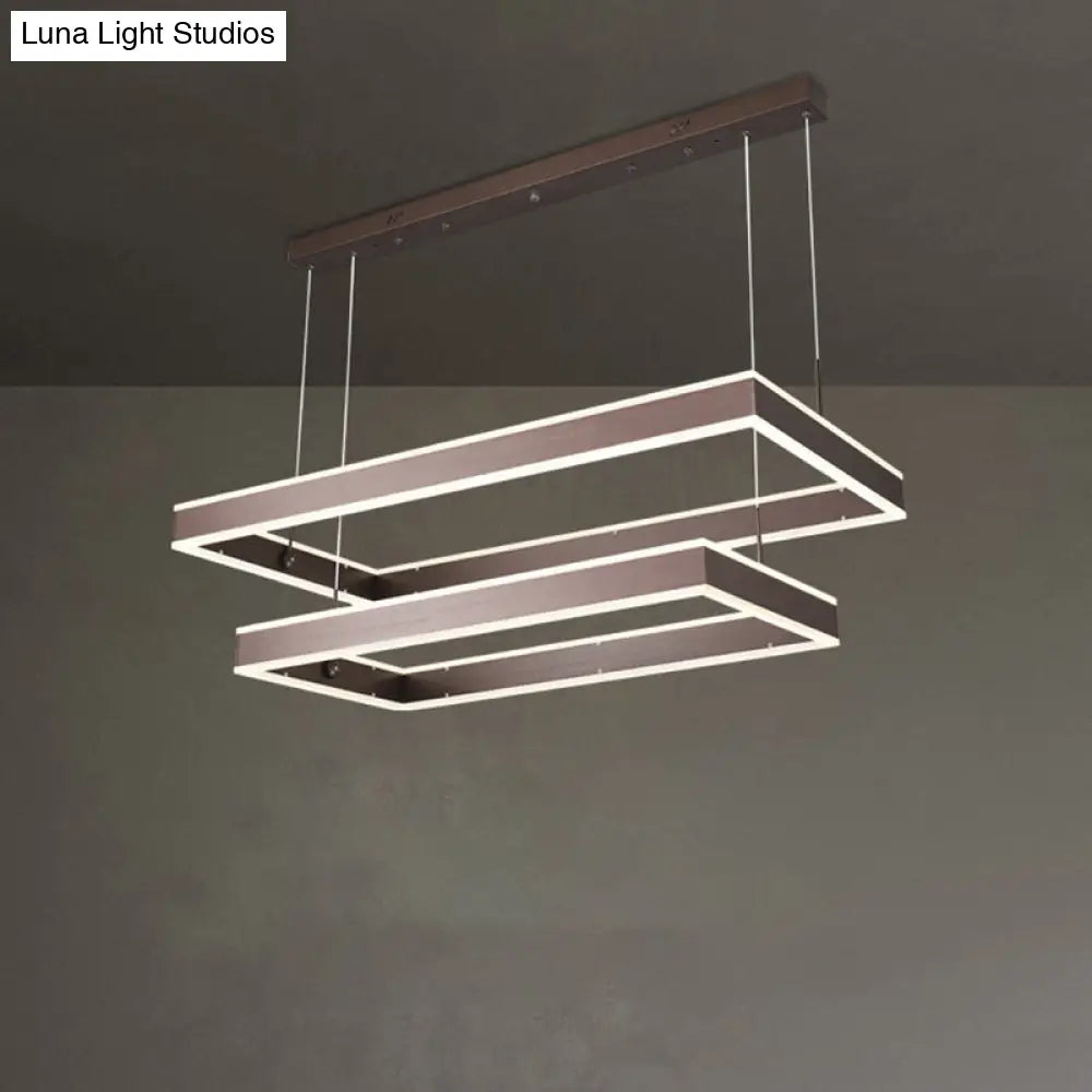 Simplicity Led Coffee Chandelier - 2/3/4 Tiered Rectangle Design With Acrylic Shade