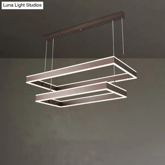 Simplicity Led Coffee Chandelier - 2/3/4 Tiered Rectangle Design With Acrylic Shade