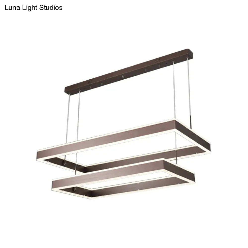 Simplicity Led Coffee Chandelier - 2/3/4 Tiered Rectangle Design With Acrylic Shade