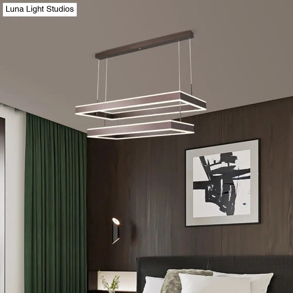 Simplicity Led Coffee Chandelier - 2/3/4 Tiered Rectangle Design With Acrylic Shade