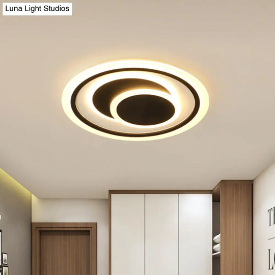 Simplicity Led Flush Mount Ceiling Light Fixture With Acrylic Shade - Black 3 Rings 16.5/20.5 Wide