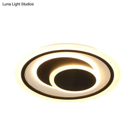 Simplicity Led Flush Mount Ceiling Light Fixture With Acrylic Shade - Black 3 Rings 16.5’/20.5’