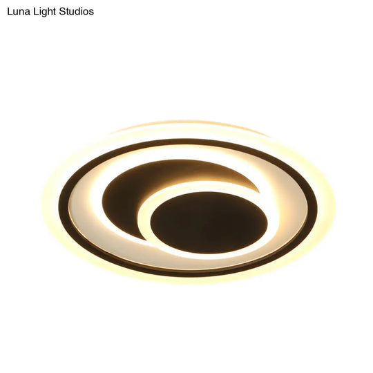Simplicity Led Flush Mount Ceiling Light Fixture With Acrylic Shade - Black 3 Rings 16.5/20.5 Wide