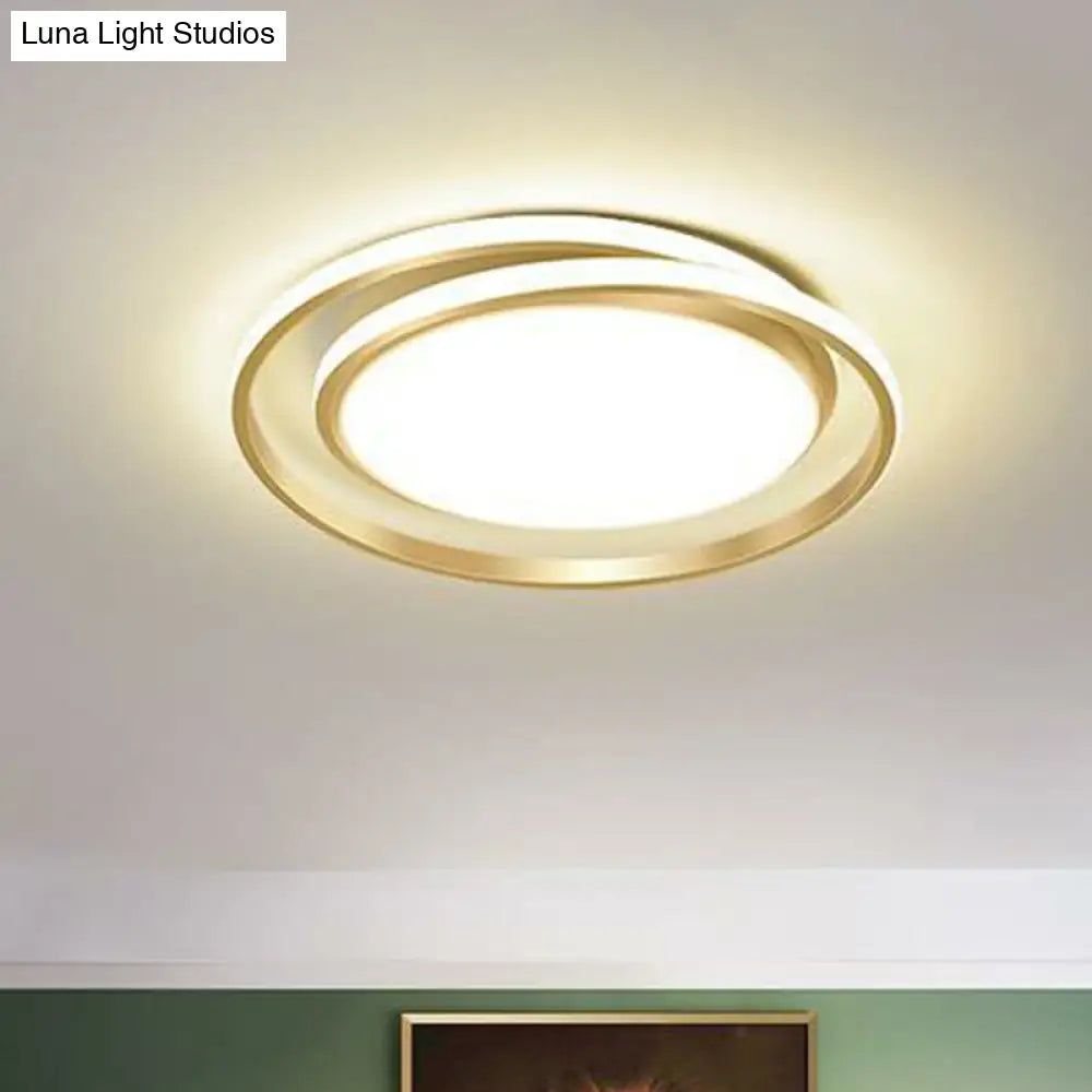 Simplicity Led Flush Mount Ceiling Light For Bedroom - Acrylic Round Design Gold / 18 Warm