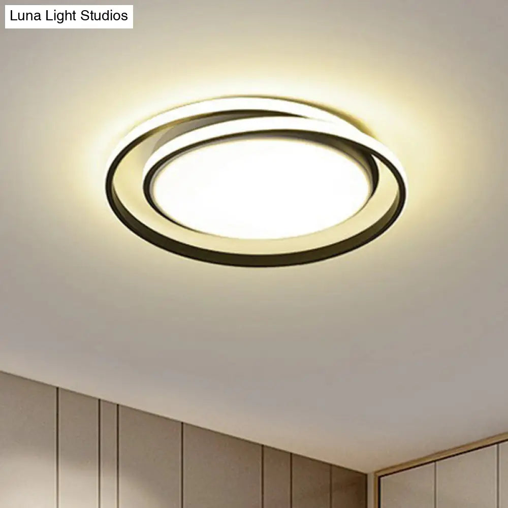 Simplicity Led Flush Mount Ceiling Light For Bedroom - Acrylic Round Design Black / 18 Natural