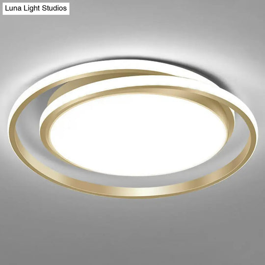 Simplicity Led Flush Mount Ceiling Light For Bedroom - Acrylic Round Design Gold / 18 White