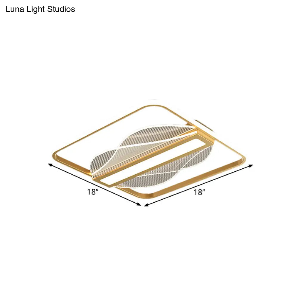 Simplicity Led Flush Mount Gold Bar Decor Ceiling Light With Metallic Shade Warm/White 18/21.5 Wide