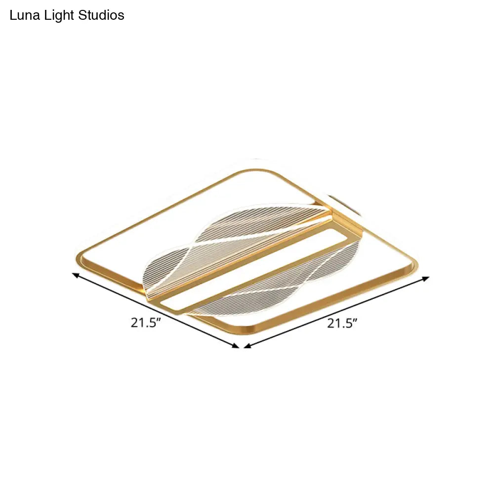 Simplicity Led Flush Mount Gold Bar Decor Ceiling Light With Metallic Shade Warm/White 18/21.5 Wide