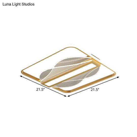 Simplicity Led Flush Mount Gold Bar Decor Ceiling Light With Metallic Shade Warm/White 18/21.5 Wide