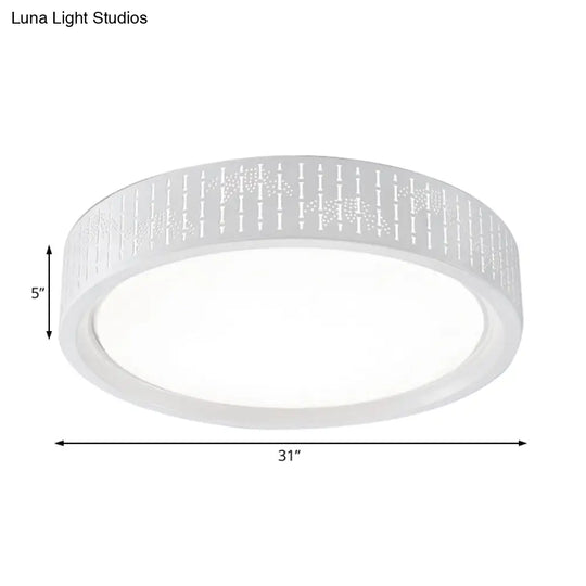 Simplicity Led Flush Mount Lamp With White Ringed Acrylic Shade - 16.5’/20.5’/31’ Dia