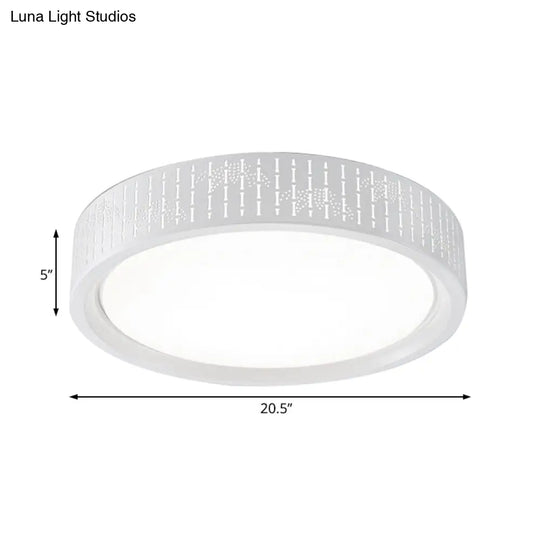 Simplicity Led Flush Mount Lamp With White Ringed Acrylic Shade - 16.5/20.5/31 Dia