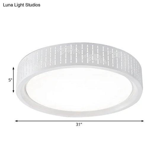 Simplicity Led Flush Mount Lamp With White Ringed Acrylic Shade - 16.5/20.5/31 Dia