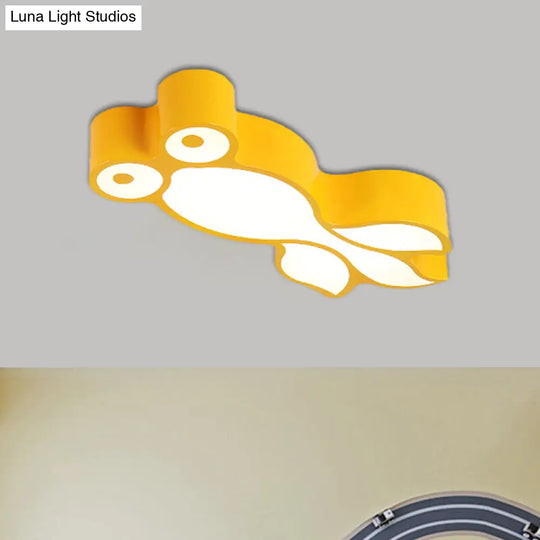 Simplicity Led Flush Mount Light With Acrylic Shade - Yellow/Blue Goldfish Design Yellow