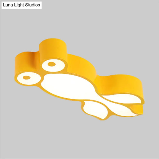 Simplicity Led Flush Mount Light With Acrylic Shade - Yellow/Blue Goldfish Design