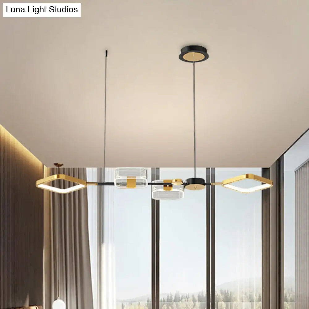 Metal Ceiling Suspension Lamp - Simplicity Led Gold Island Light For Restaurants