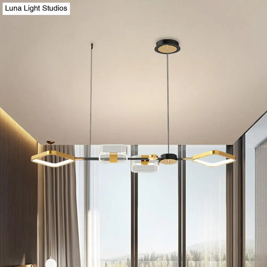 Metal Ceiling Suspension Lamp - Simplicity Led Gold Island Light For Restaurants