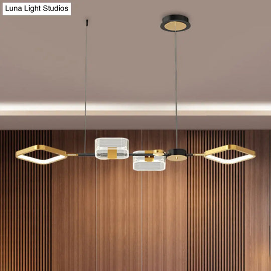 Metal Ceiling Suspension Lamp - Simplicity Led Gold Island Light For Restaurants