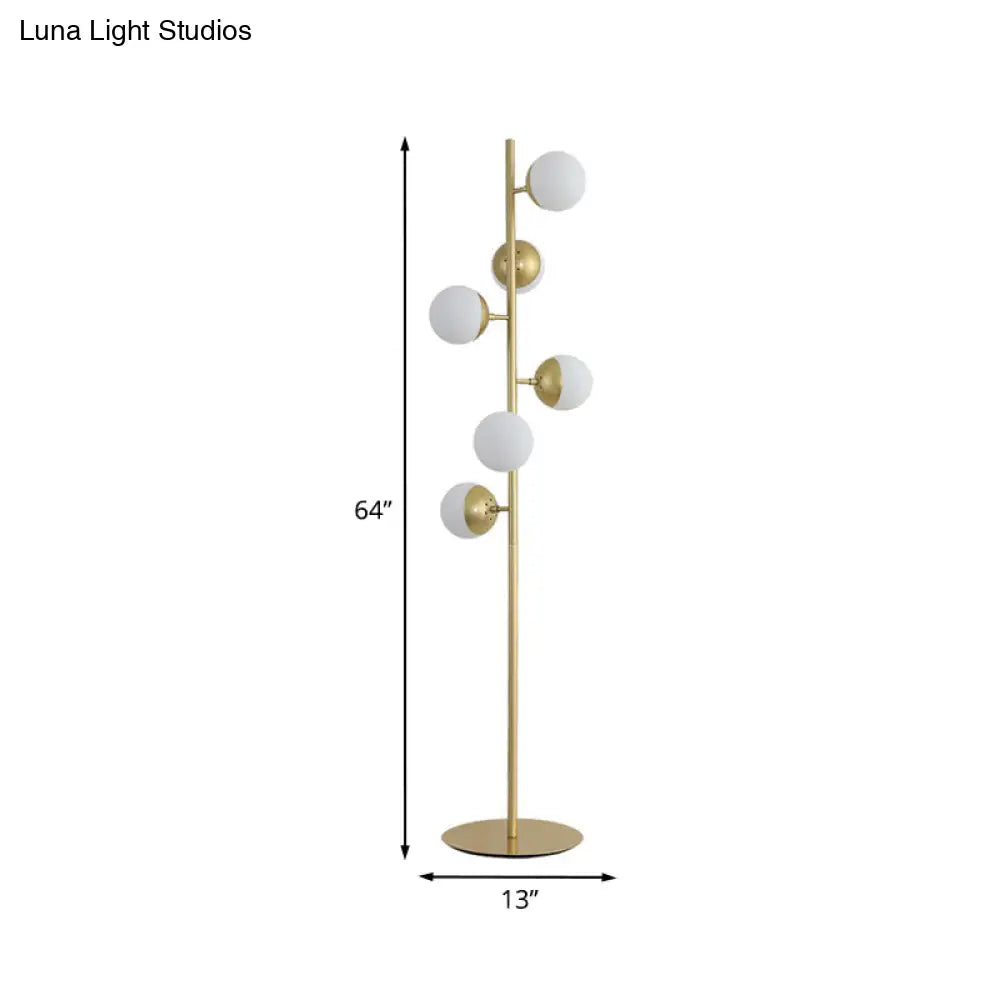 Simplicity Led Gold Floor Reading Lamp With Metal Ball Shape Stand For Living Room