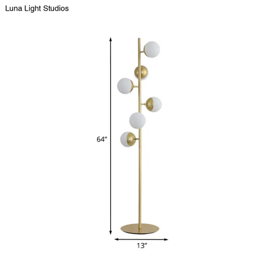 Simplicity Led Gold Floor Reading Lamp With Metal Ball Shape Stand For Living Room