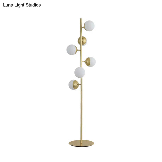 Simplicity Led Gold Floor Reading Lamp With Metal Ball Shape Stand For Living Room