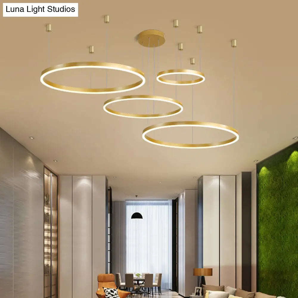 Modern Tiered Loop Chandelier Acrylic Led Pendant Light For Living Room Gold