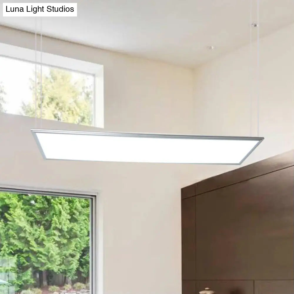 Simplicity Led Metal Pendant Light - White Acrylic Diffuser Square/Rectangular Shape 3 Sizes