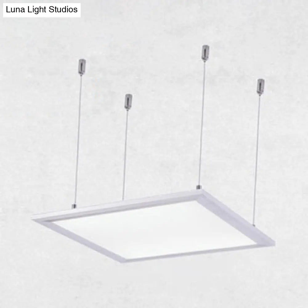 Simplicity Led Metal Pendant Light - White Acrylic Diffuser Square/Rectangular Shape 3 Sizes