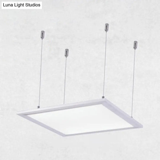 Simplicity Led Metal Pendant Light - White Acrylic Diffuser Square/Rectangular Shape 3 Sizes