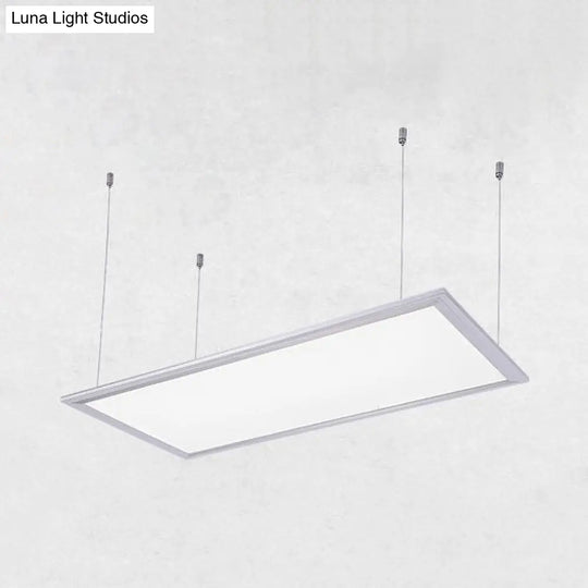 Simplicity Led Metal Pendant Lighting In White - Wide Square/Rectangular Design With Acrylic