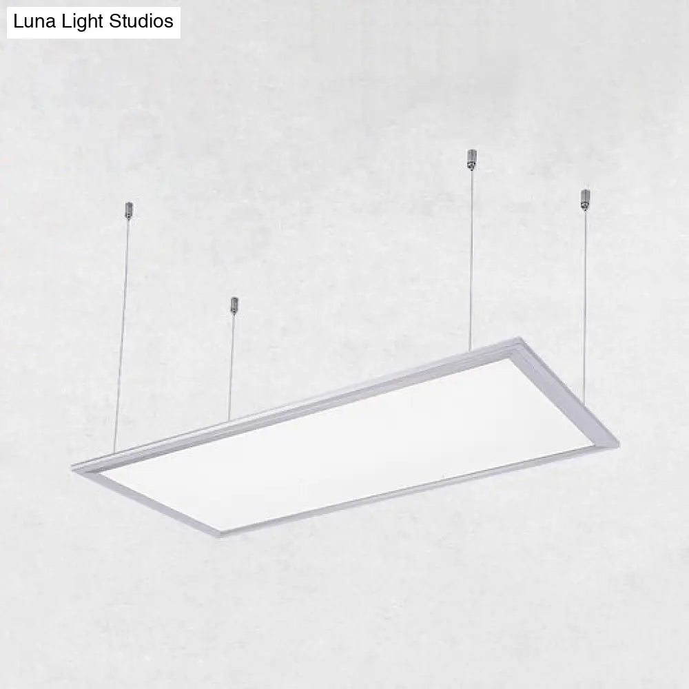 Simplicity Led Metal Pendant Light - White Acrylic Diffuser Square/Rectangular Shape 3 Sizes