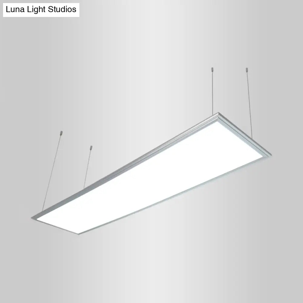 Simplicity Led Metal Pendant Lighting In White - Wide Square/Rectangular Design With Acrylic