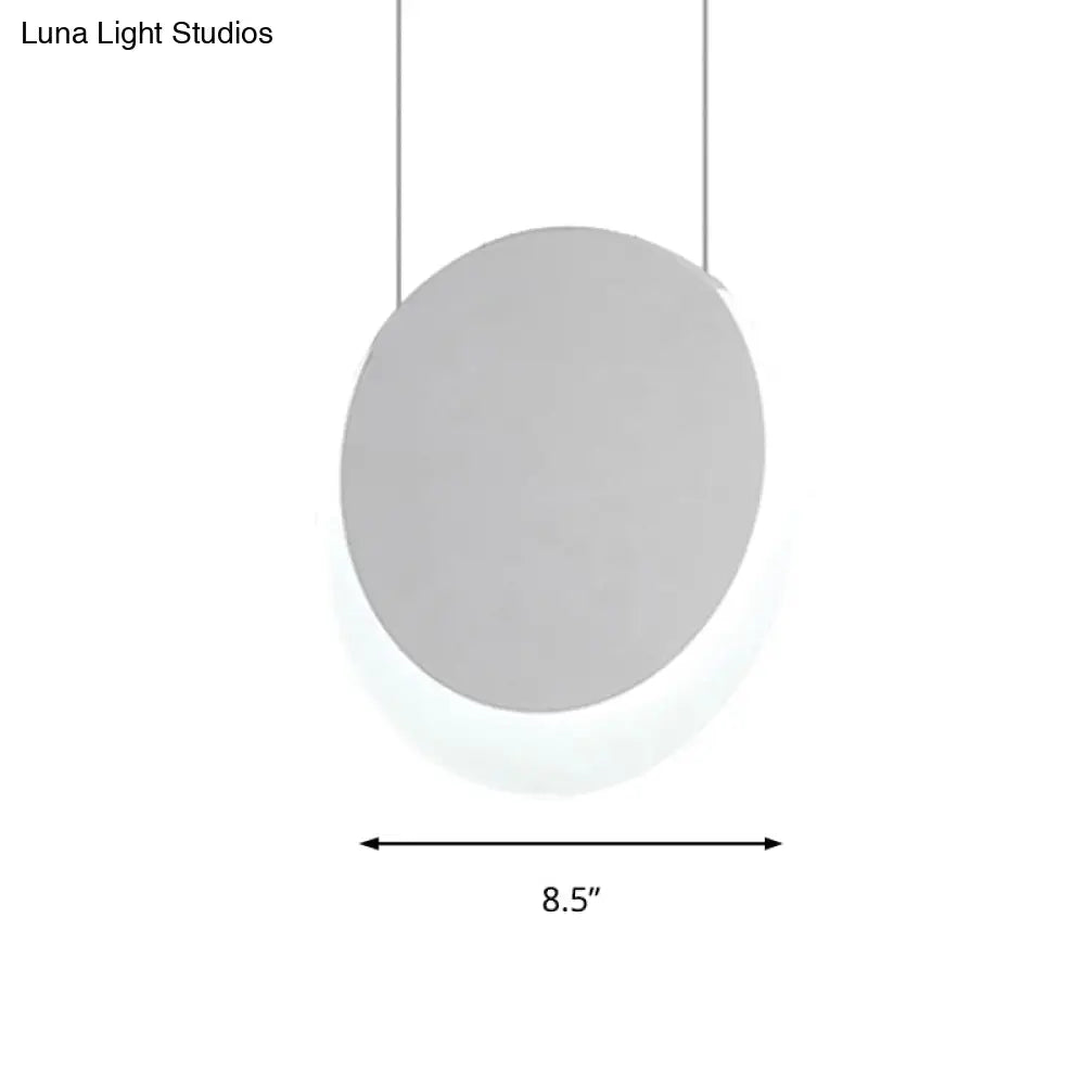 Simplicity Led Pendant Light With White Suspension And Crescent Shaped Acrylic Shade In Warm/White