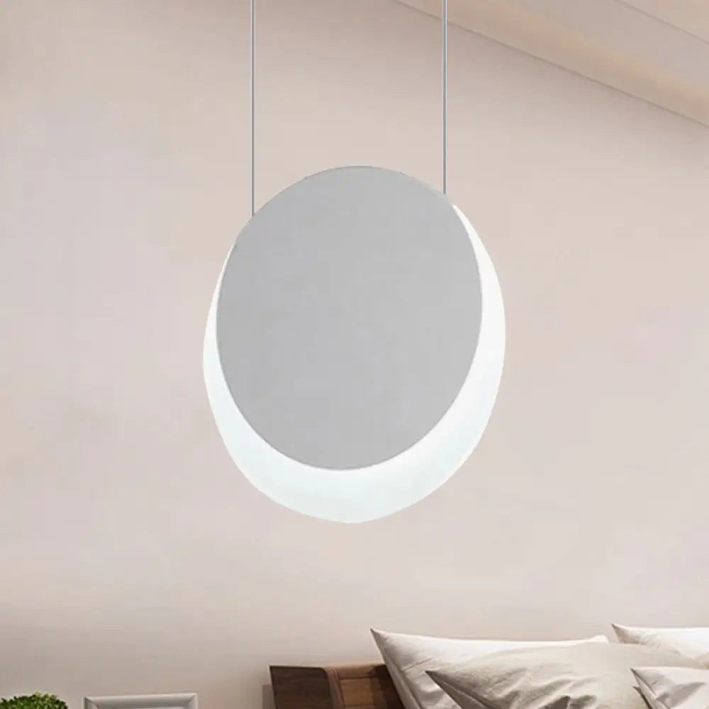 Simplicity Led Pendant Light With White Suspension And Crescent Shaped Acrylic Shade In Warm/White