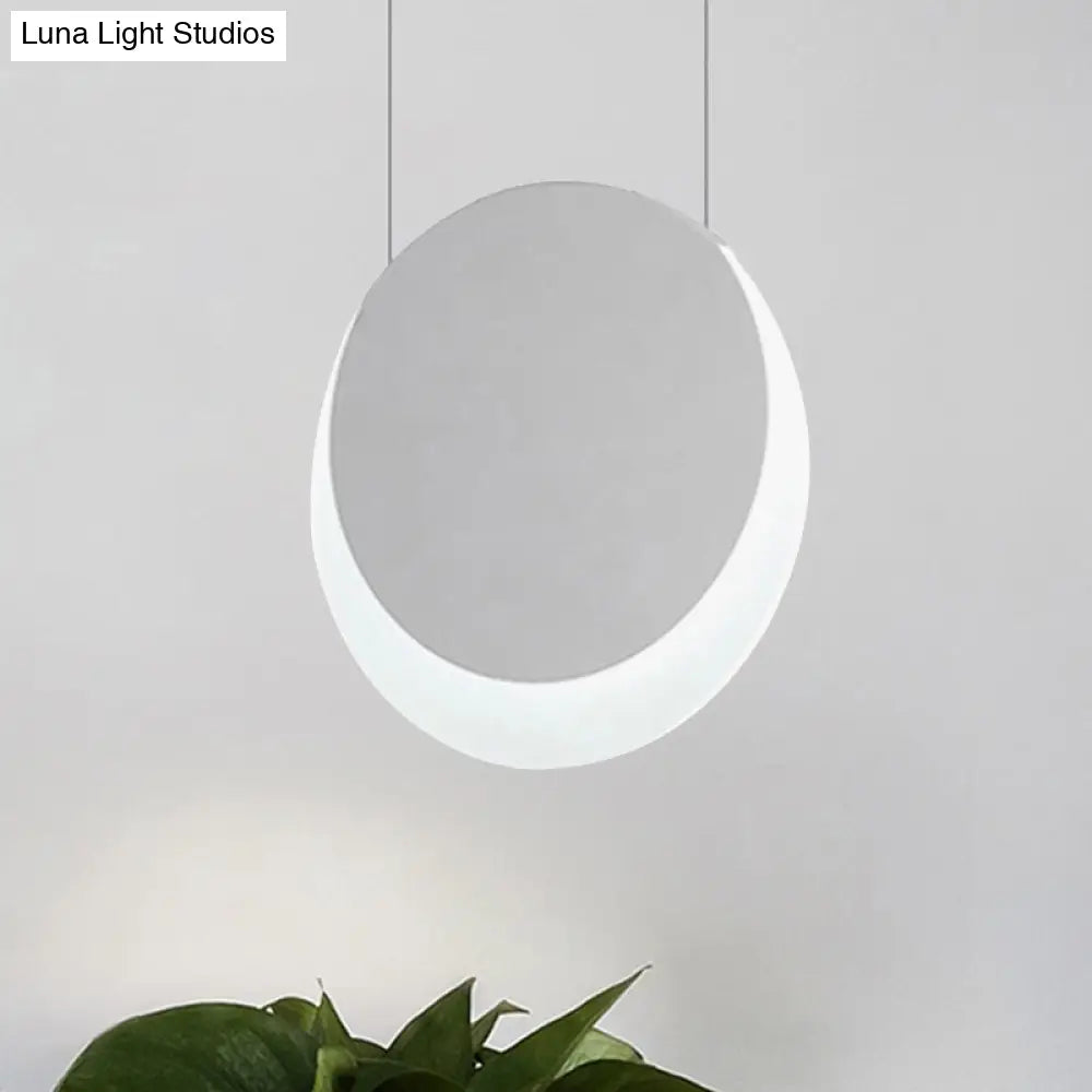 Simplicity Led Pendant Light With White Suspension And Crescent Shaped Acrylic Shade In Warm/White