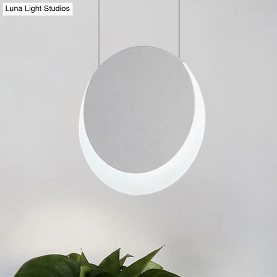 Simplicity Led Pendant Light With White Suspension And Crescent Shaped Acrylic Shade In Warm/White