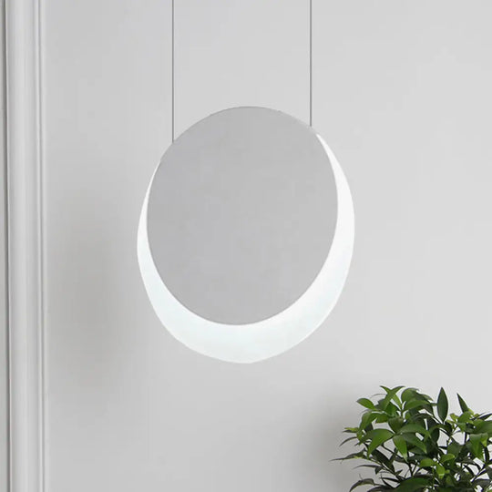 Simplicity Led Pendant Light With White Suspension And Crescent Shaped Acrylic Shade In Warm/White