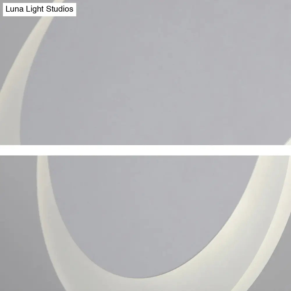 Simplicity Led Pendant Light With White Suspension And Crescent Shaped Acrylic Shade In Warm/White