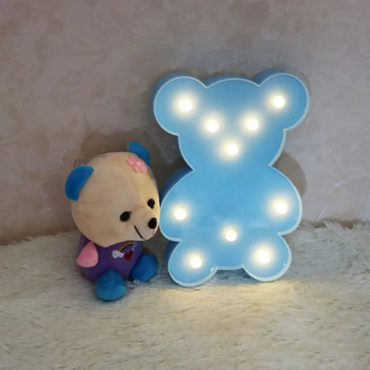 Simplicity Led Wall Night Light - Bear Nightstand Lamp For Nursery Room Blue