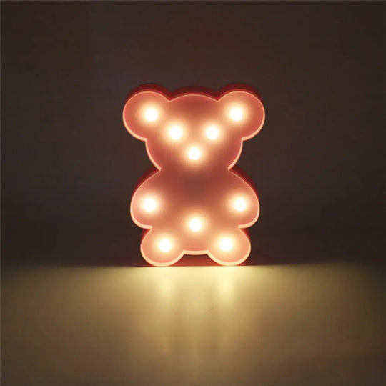 Simplicity Led Wall Night Light - Bear Nightstand Lamp For Nursery Room Pink