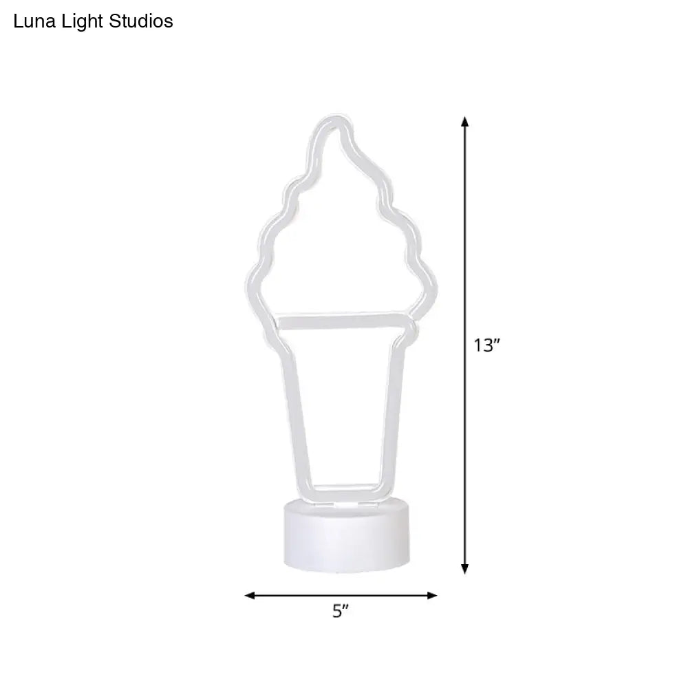 Simplicity Led White Wall Night Light For Ice Cream Lovers - Battery Powered